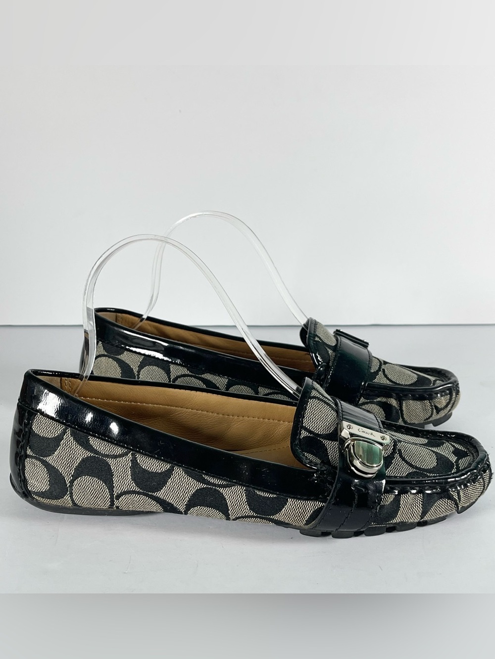Coach Pauleen Signature Driving Loafers Flats Women’s 8.5B Black Patent